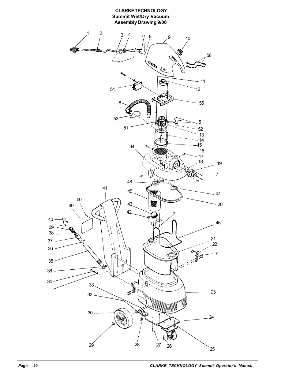 Assembly drawing | Nilfisk-ALTO Wet/Dry Vacuum User Manual | Page 20 / 28