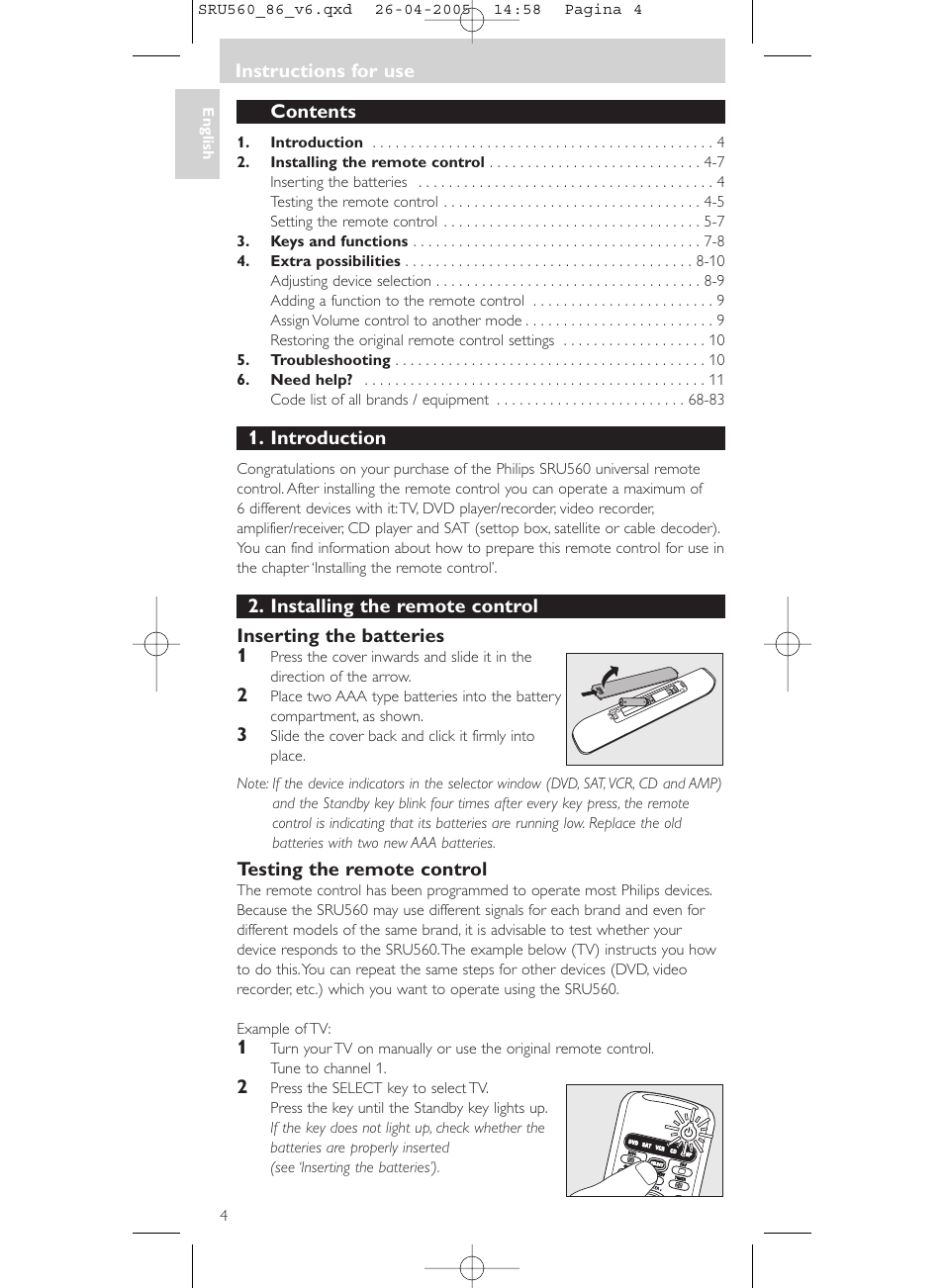 Philips Universal-Fernbedienung User Manual | Page 4 / 84