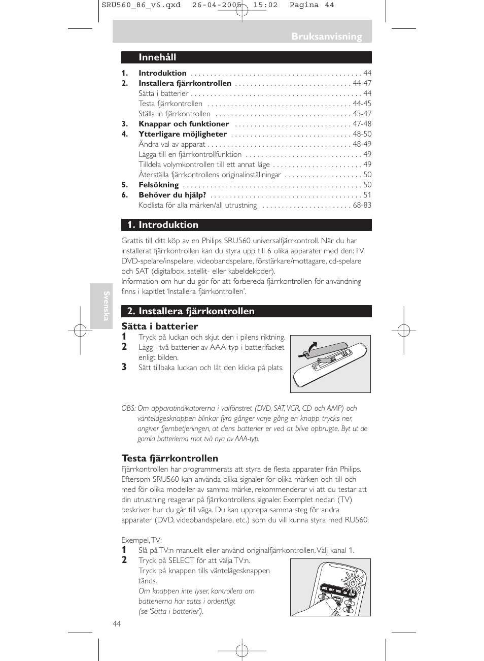 Philips Universal-Fernbedienung User Manual | Page 44 / 84