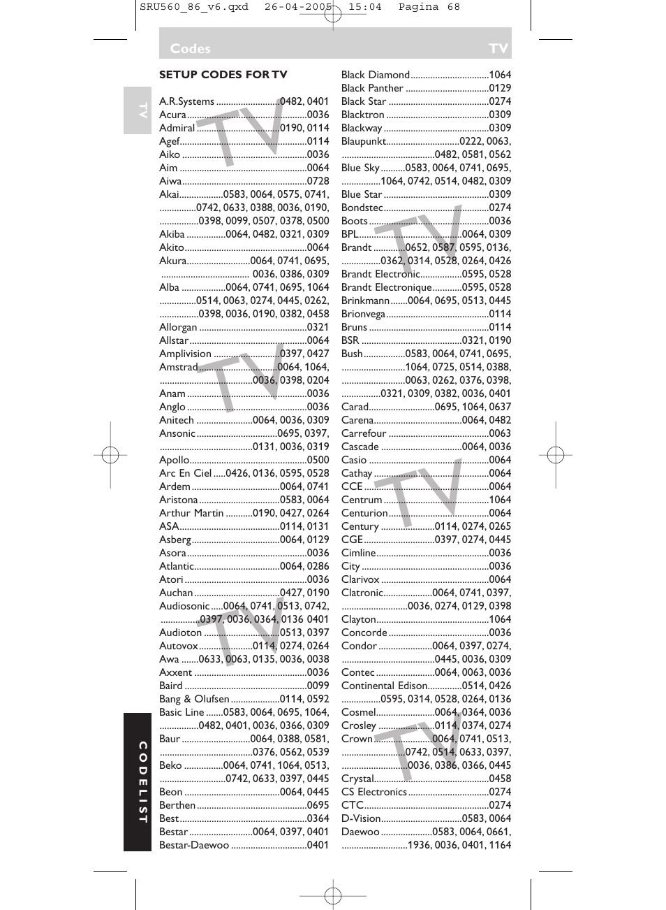 Philips Universal-Fernbedienung User Manual | Page 68 / 84