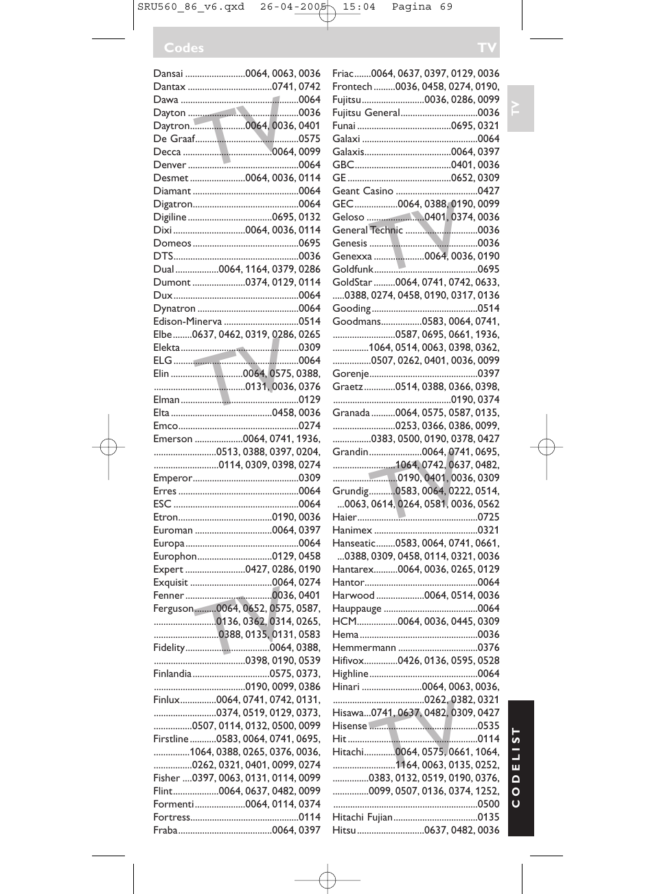 Philips Universal-Fernbedienung User Manual | Page 69 / 84