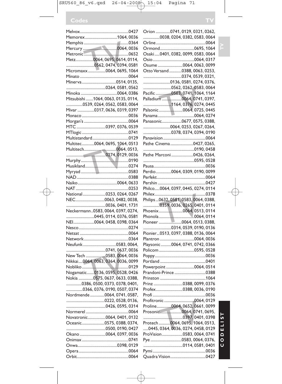 Philips Universal-Fernbedienung User Manual | Page 71 / 84