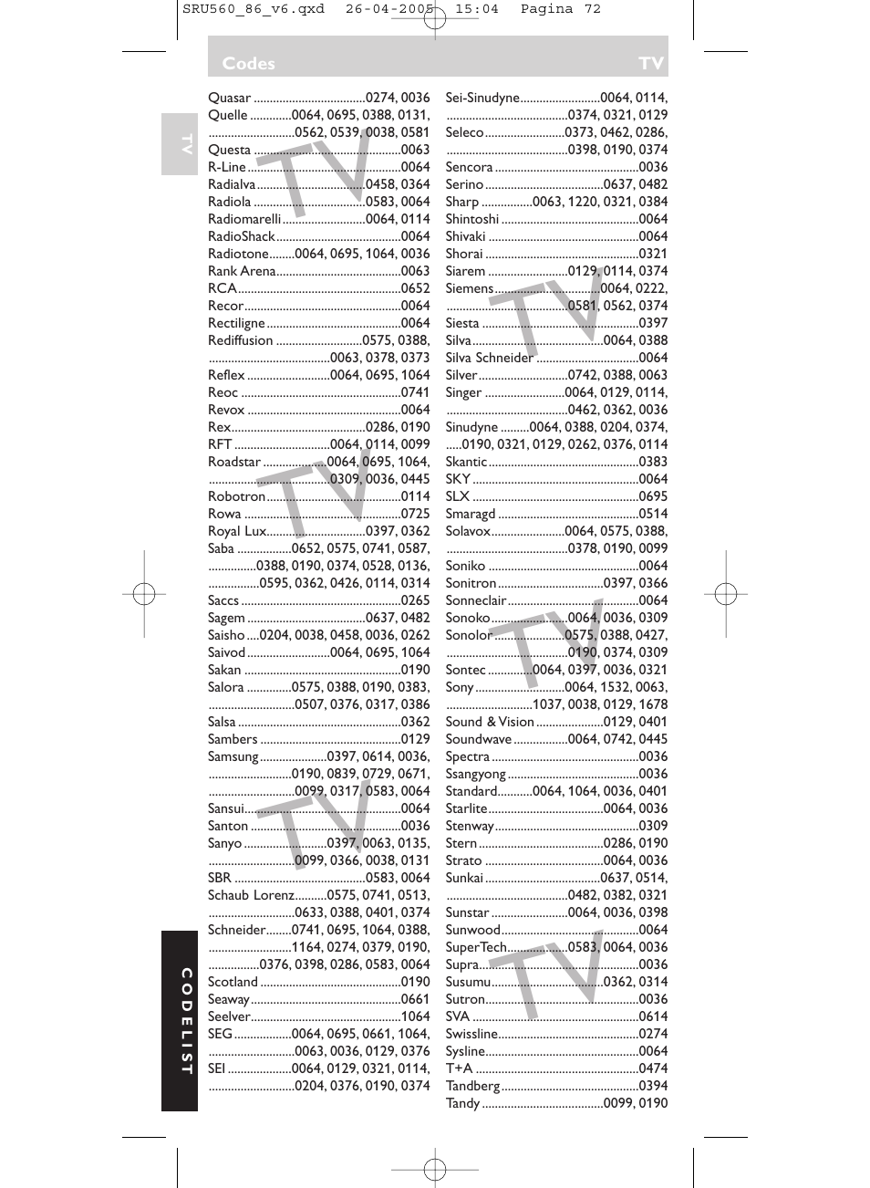 Philips Universal-Fernbedienung User Manual | Page 72 / 84