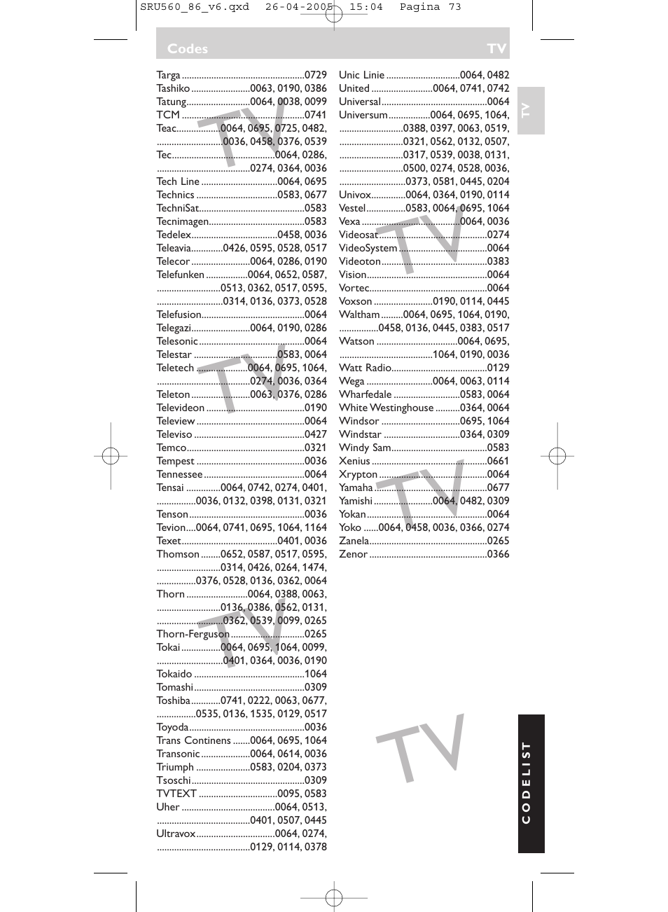 Philips Universal-Fernbedienung User Manual | Page 73 / 84