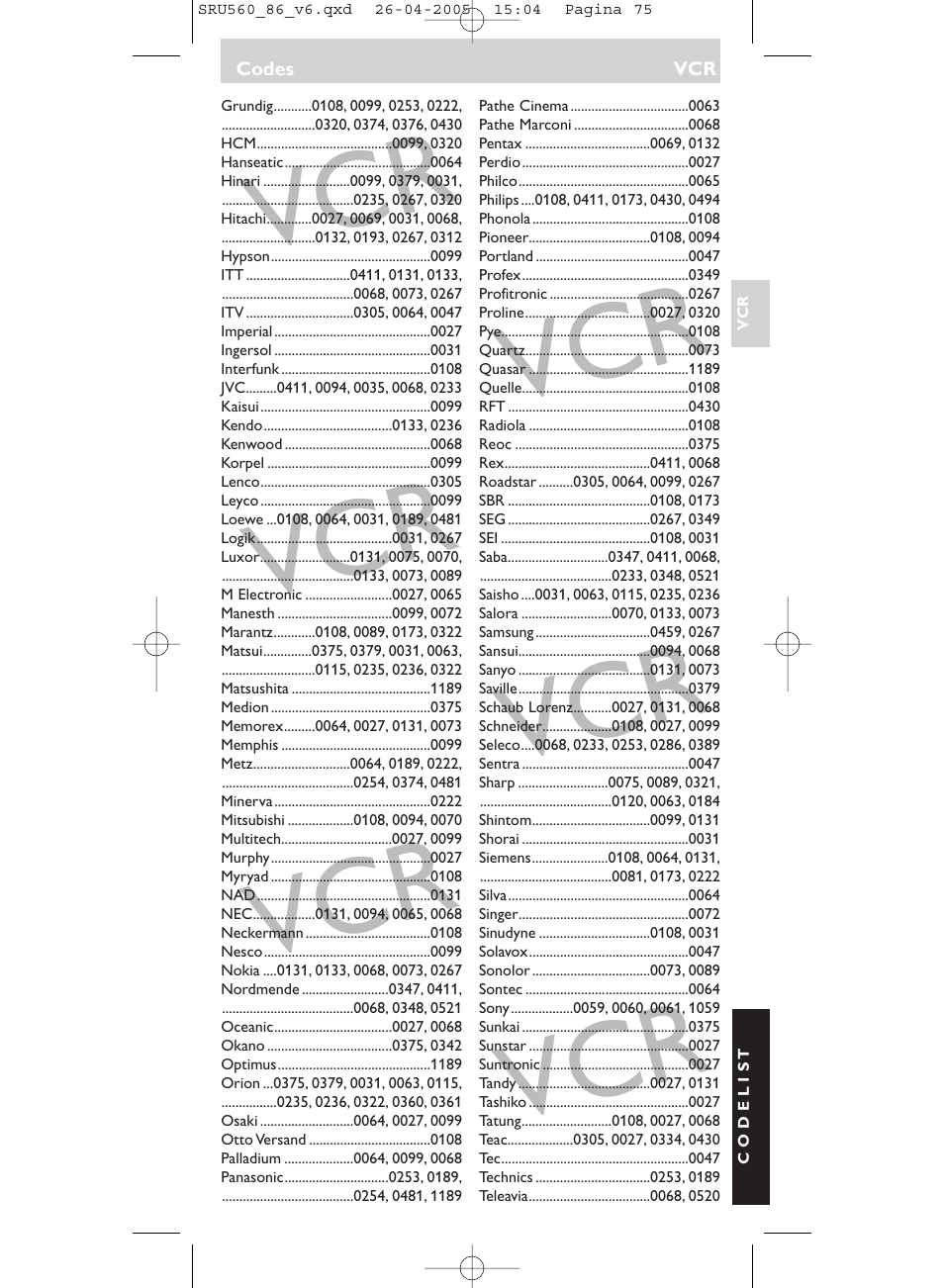 Philips Universal-Fernbedienung User Manual | Page 75 / 84