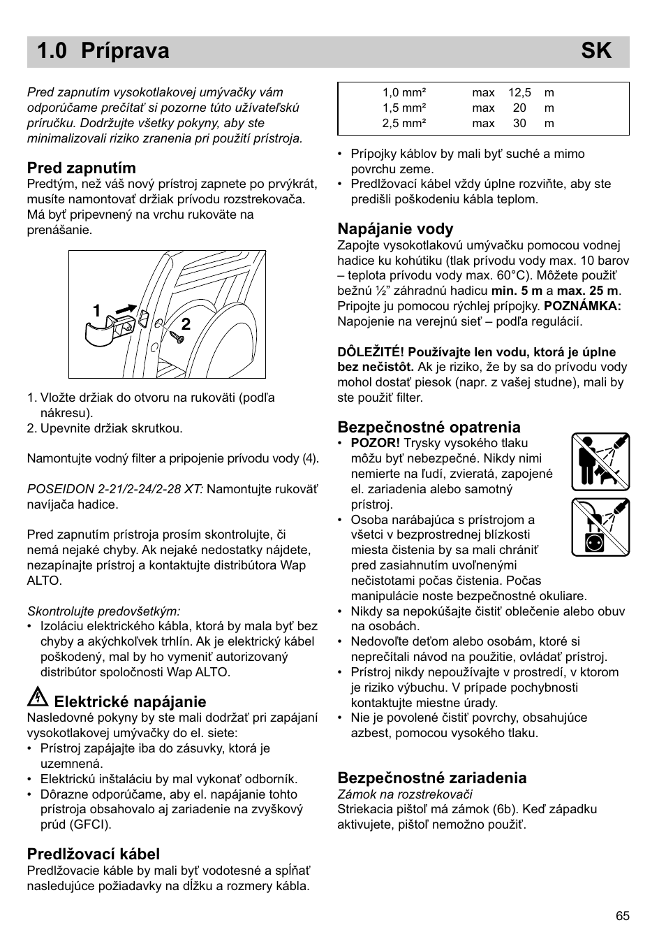 0 príprava sk | Nilfisk-ALTO POSEIDON 2-21 User Manual | Page 4 / 14