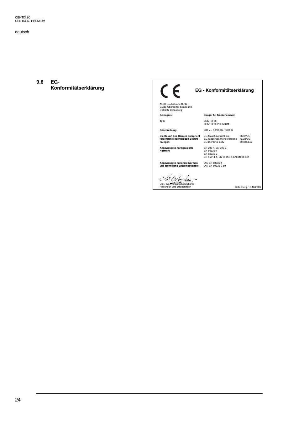 6 eg- konformitätserklärung, Eg - konformitätserklärung | Nilfisk-ALTO Centix 40 User Manual | Page 42 / 107
