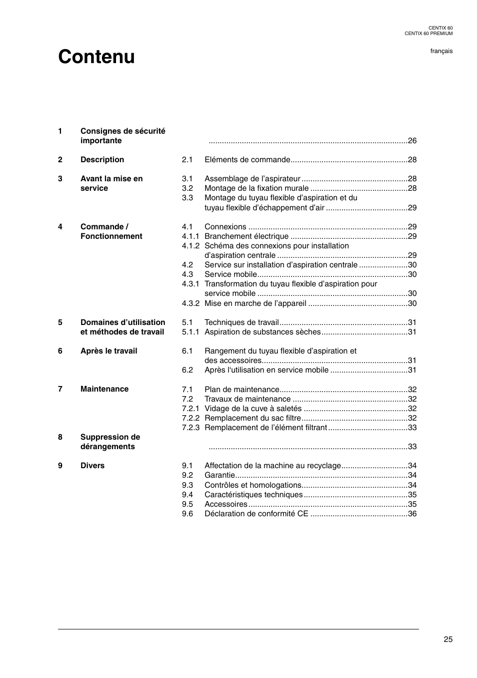 Contenu | Nilfisk-ALTO Centix 40 User Manual | Page 43 / 107