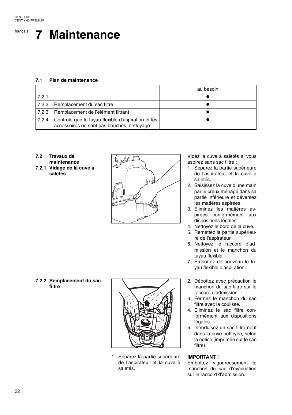 7 maintenance | Nilfisk-ALTO Centix 40 User Manual | Page 50 / 107