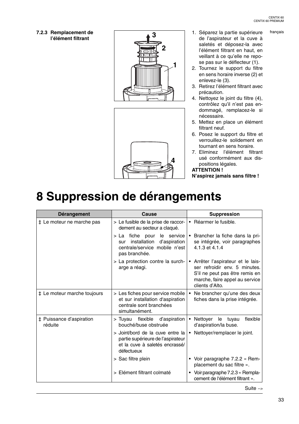 8 suppression de dérangements | Nilfisk-ALTO Centix 40 User Manual | Page 51 / 107
