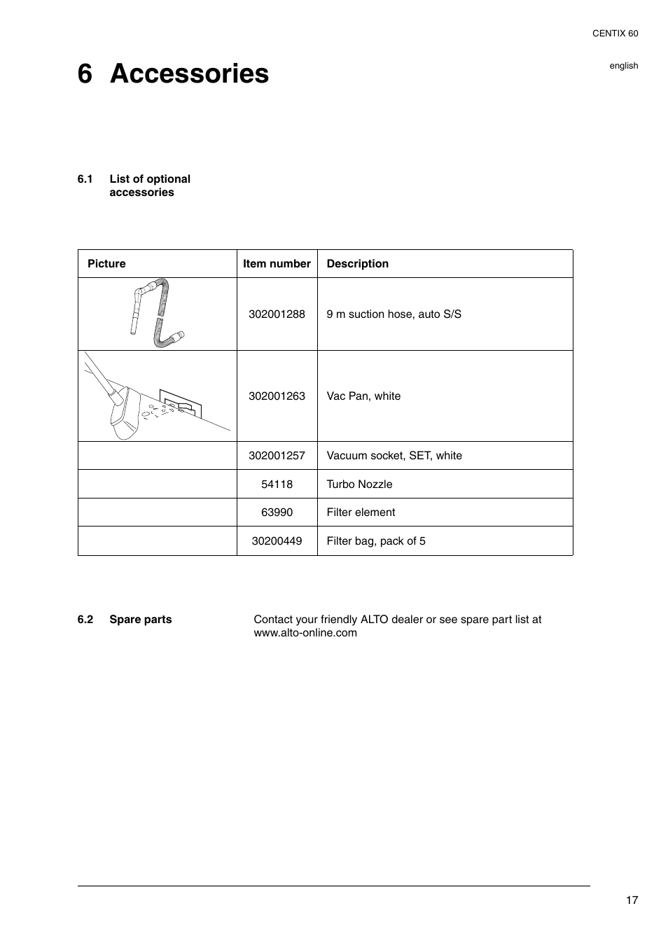 6 accessories | Nilfisk-ALTO Centix 40 User Manual | Page 72 / 107