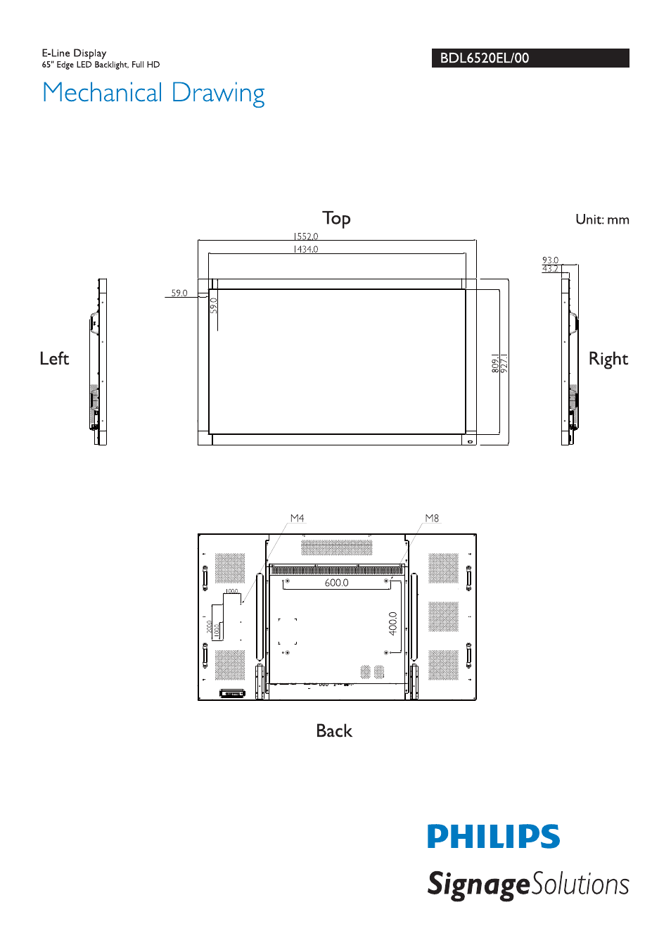 Philips Signage Solutions E-Line-Monitor User Manual | 2 pages
