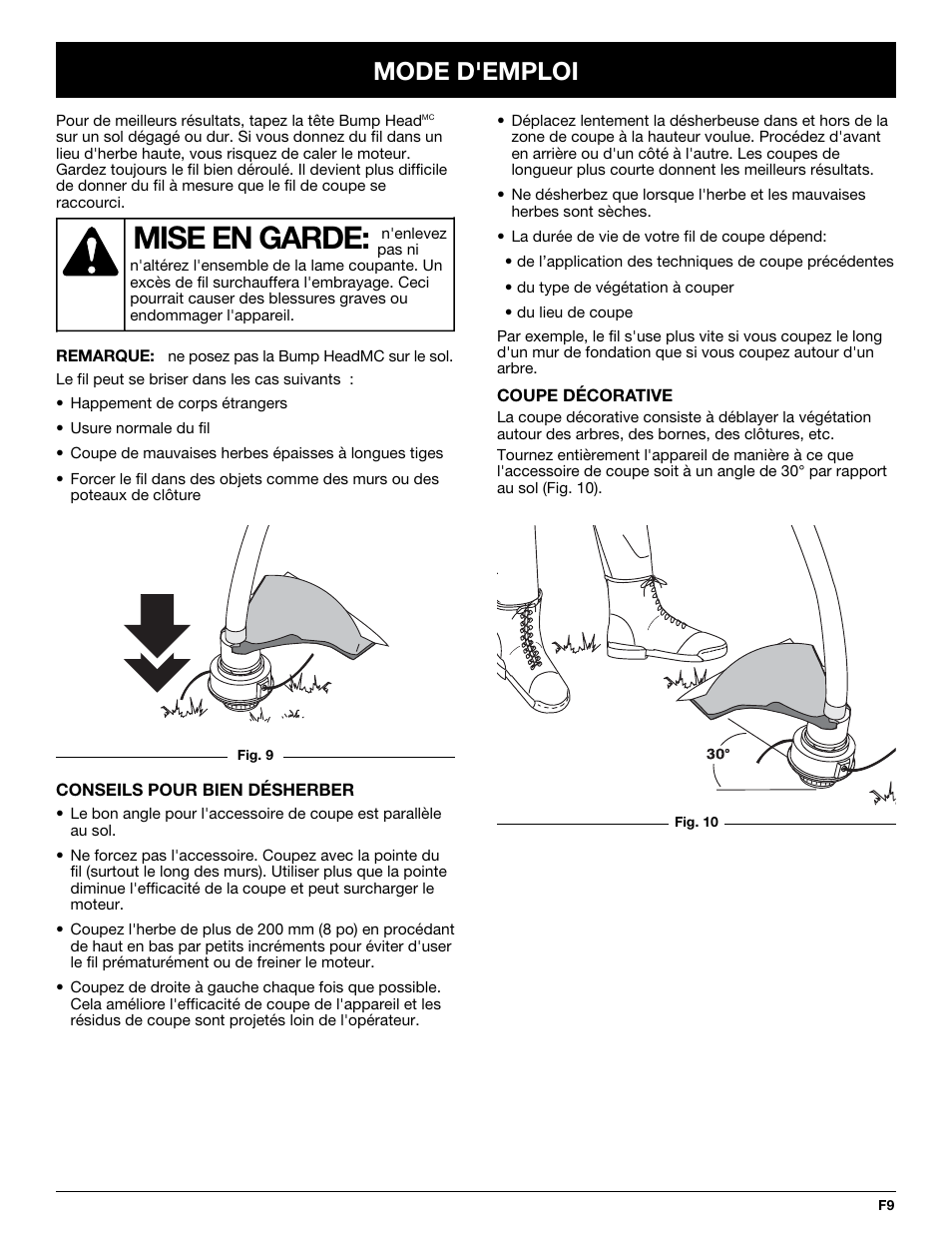 Mise en garde, Mode d'emploi | Nilfisk-ALTO TB50 User Manual | Page 23 / 48