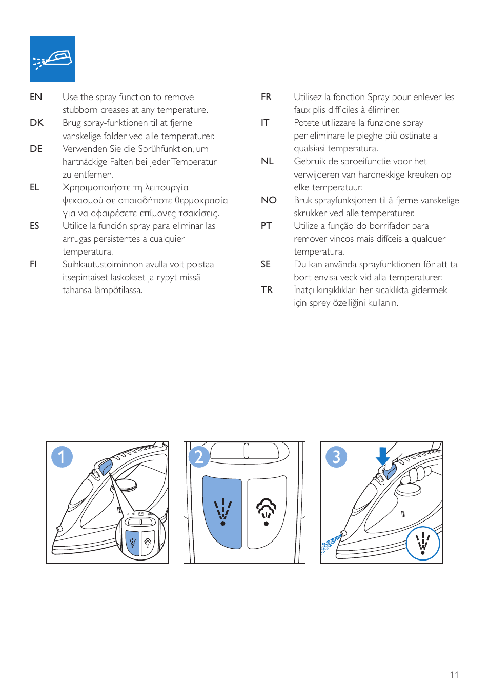 Philips ComfortCare Dampfbügeleisen User Manual | Page 11 / 20