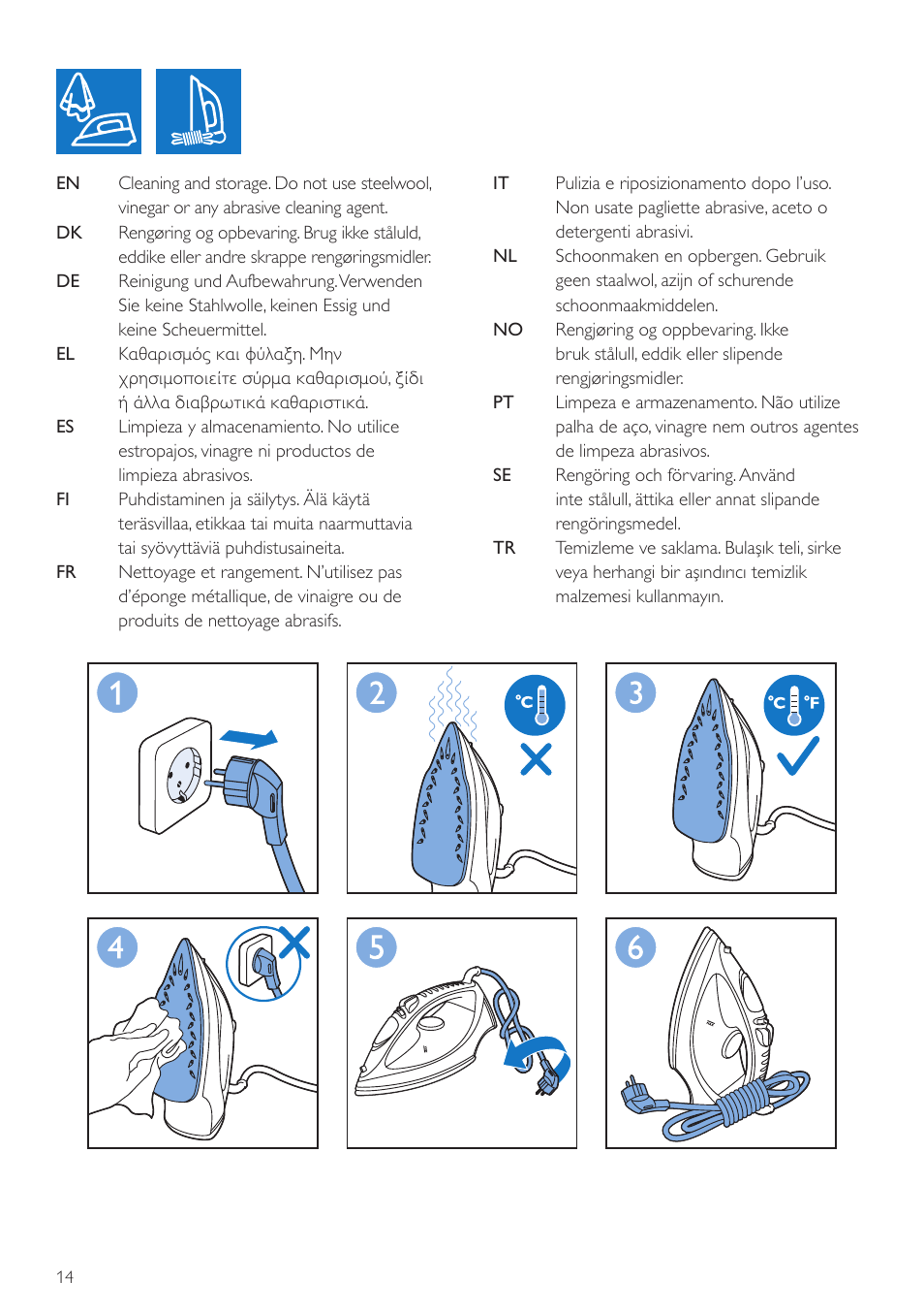 Philips ComfortCare Dampfbügeleisen User Manual | Page 14 / 20