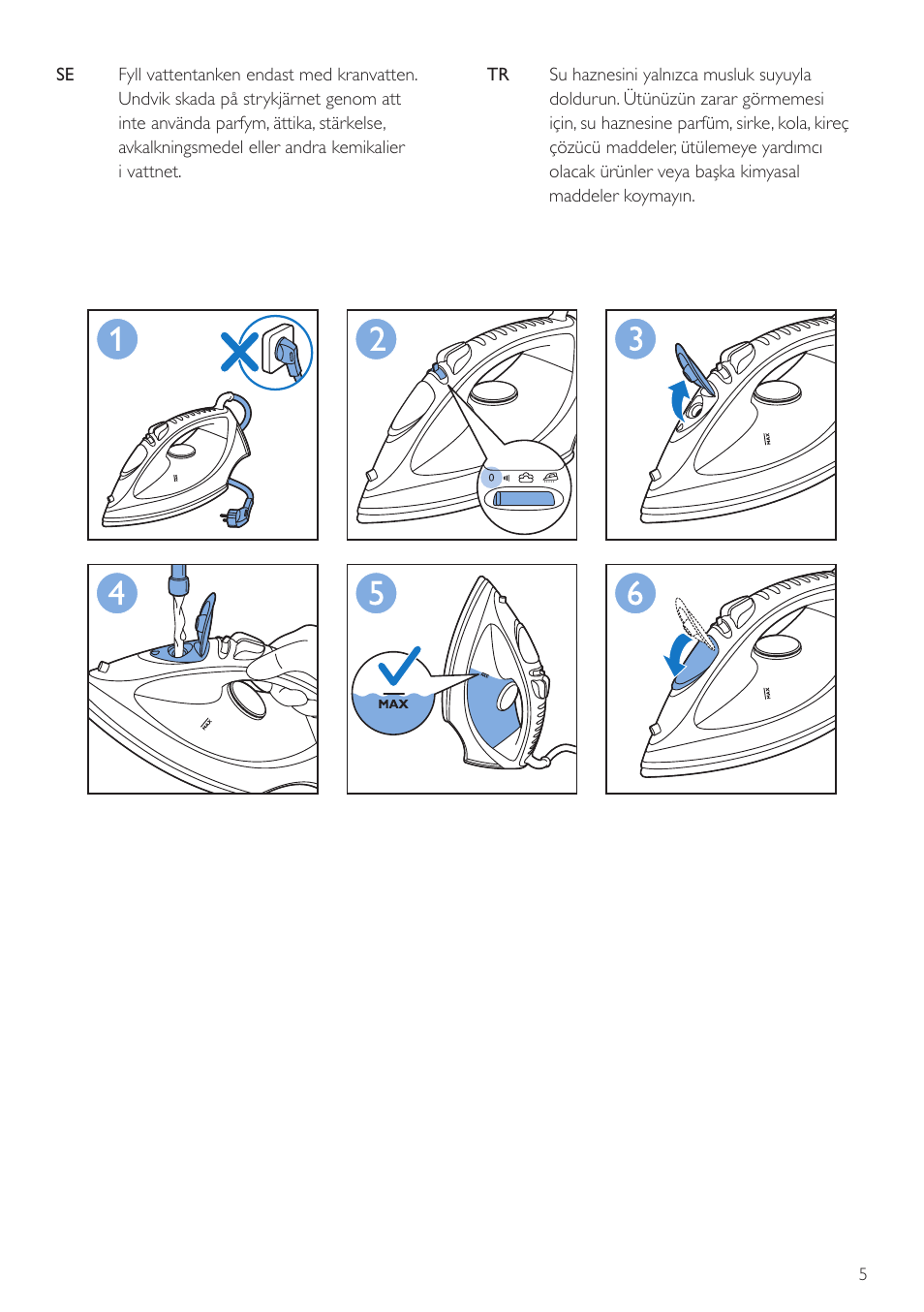 Philips ComfortCare Dampfbügeleisen User Manual | Page 5 / 20