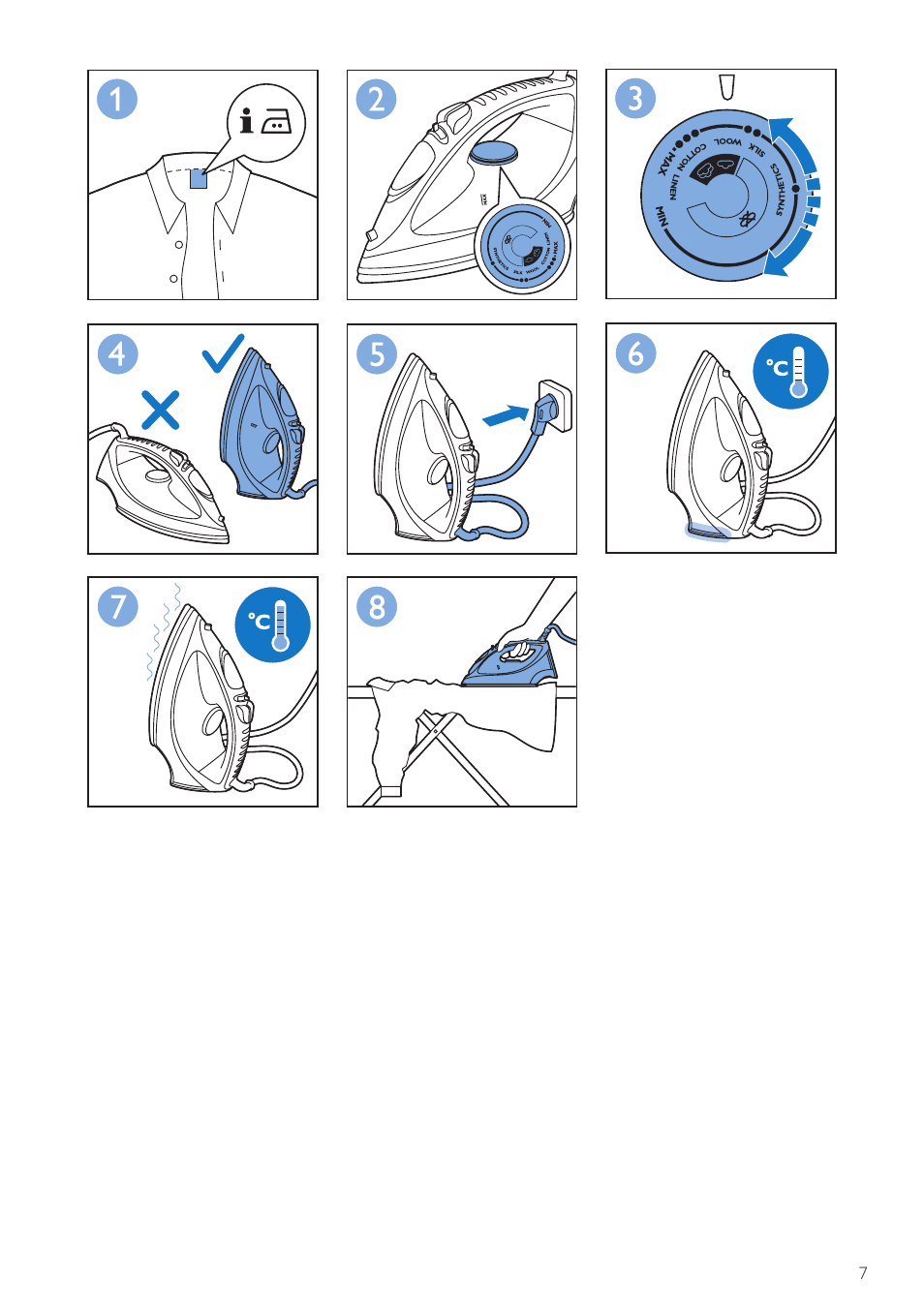 Philips ComfortCare Dampfbügeleisen User Manual | Page 7 / 20