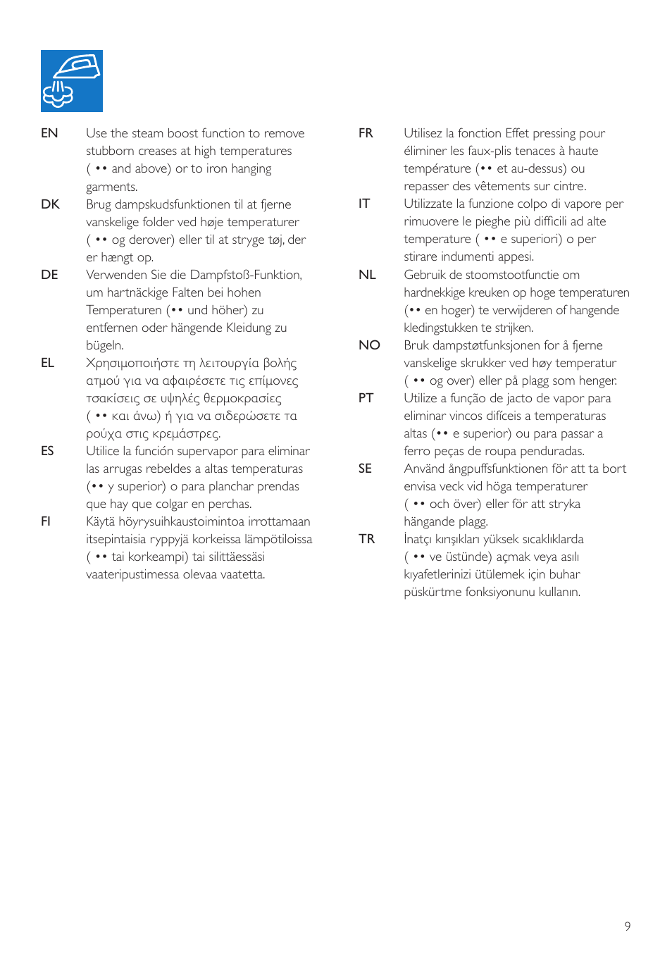 Philips ComfortCare Dampfbügeleisen User Manual | Page 9 / 20