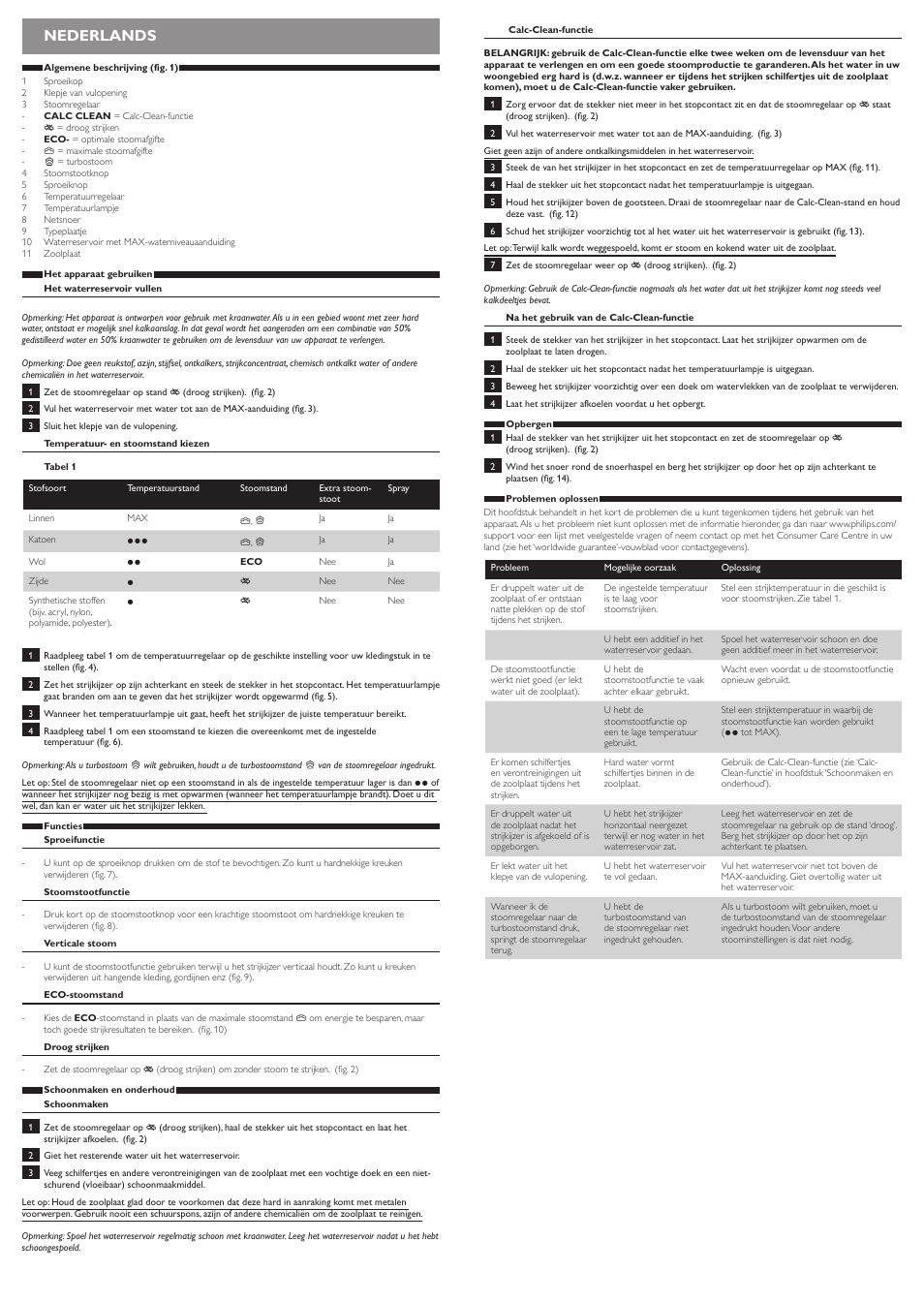 Nederlands | Philips EasySpeed Dampfbügeleisen User Manual | Page 6 / 10