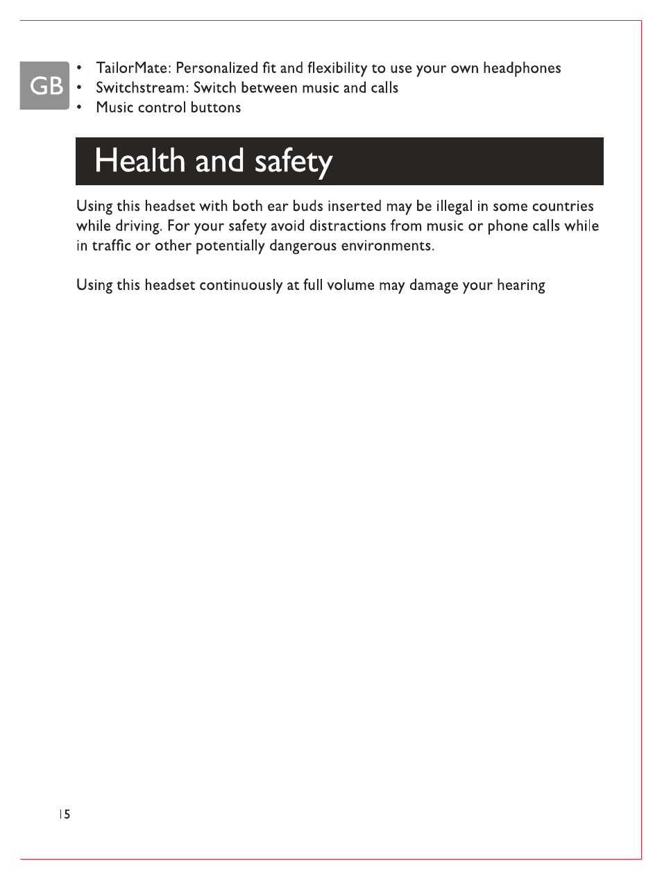 Health and safety | Philips Bluetooth-Stereo-Headset User Manual | Page 17 / 107