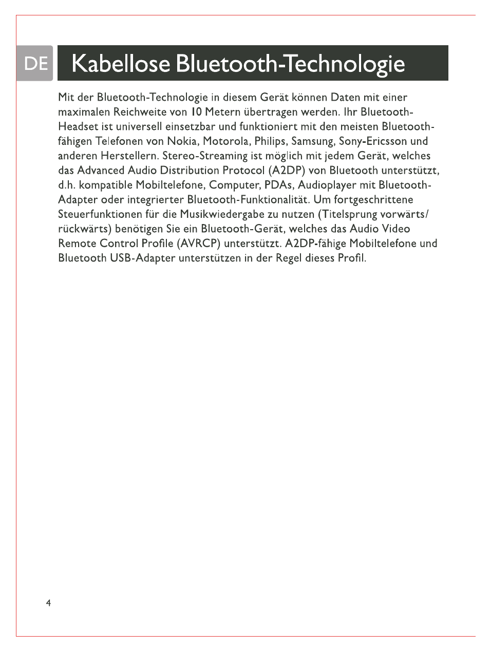 De kabellose bluetooth-technologie, Kabellose bluetooth-technologie | Philips Bluetooth-Stereo-Headset User Manual | Page 23 / 107