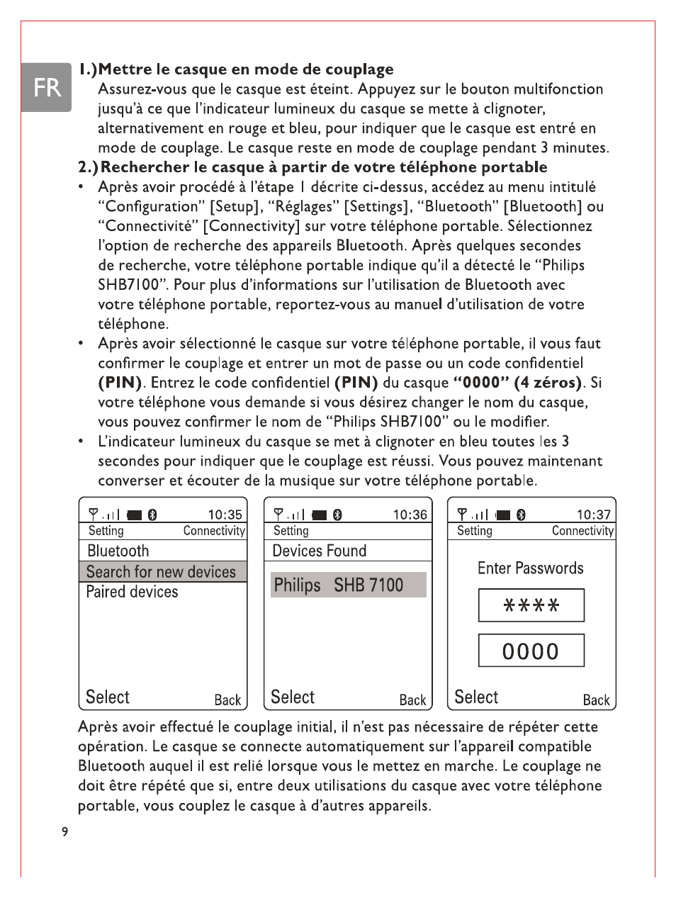 Bluetooth, Search for new devices, Paired devices | Devices found | Philips Bluetooth-Stereo-Headset User Manual | Page 45 / 107