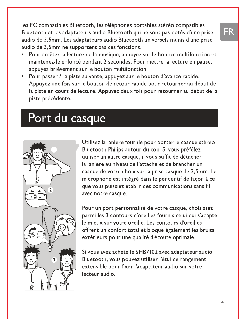 Port du casque | Philips Bluetooth-Stereo-Headset User Manual | Page 50 / 107