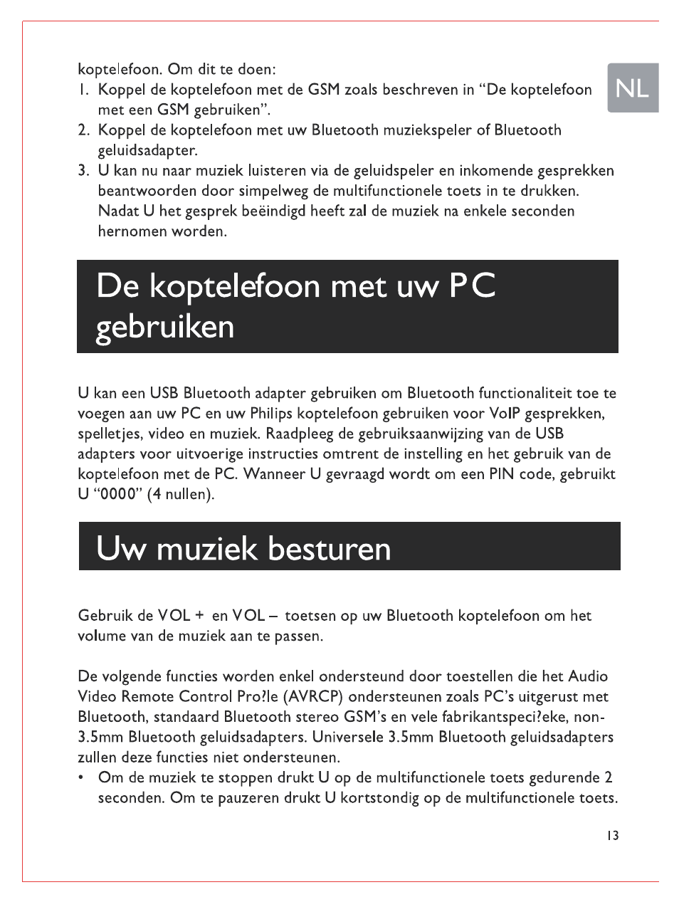 De koptelefoon met uw pc gebruiken, Uw muziek besturen | Philips Bluetooth-Stereo-Headset User Manual | Page 66 / 107