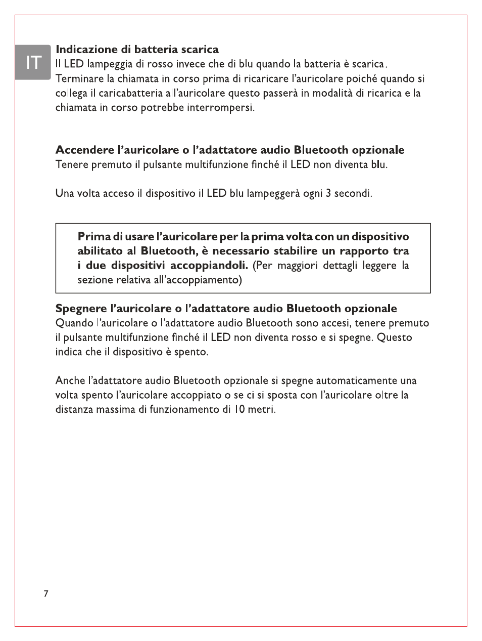 I indicazione di batteria scarica | Philips Bluetooth-Stereo-Headset User Manual | Page 77 / 107