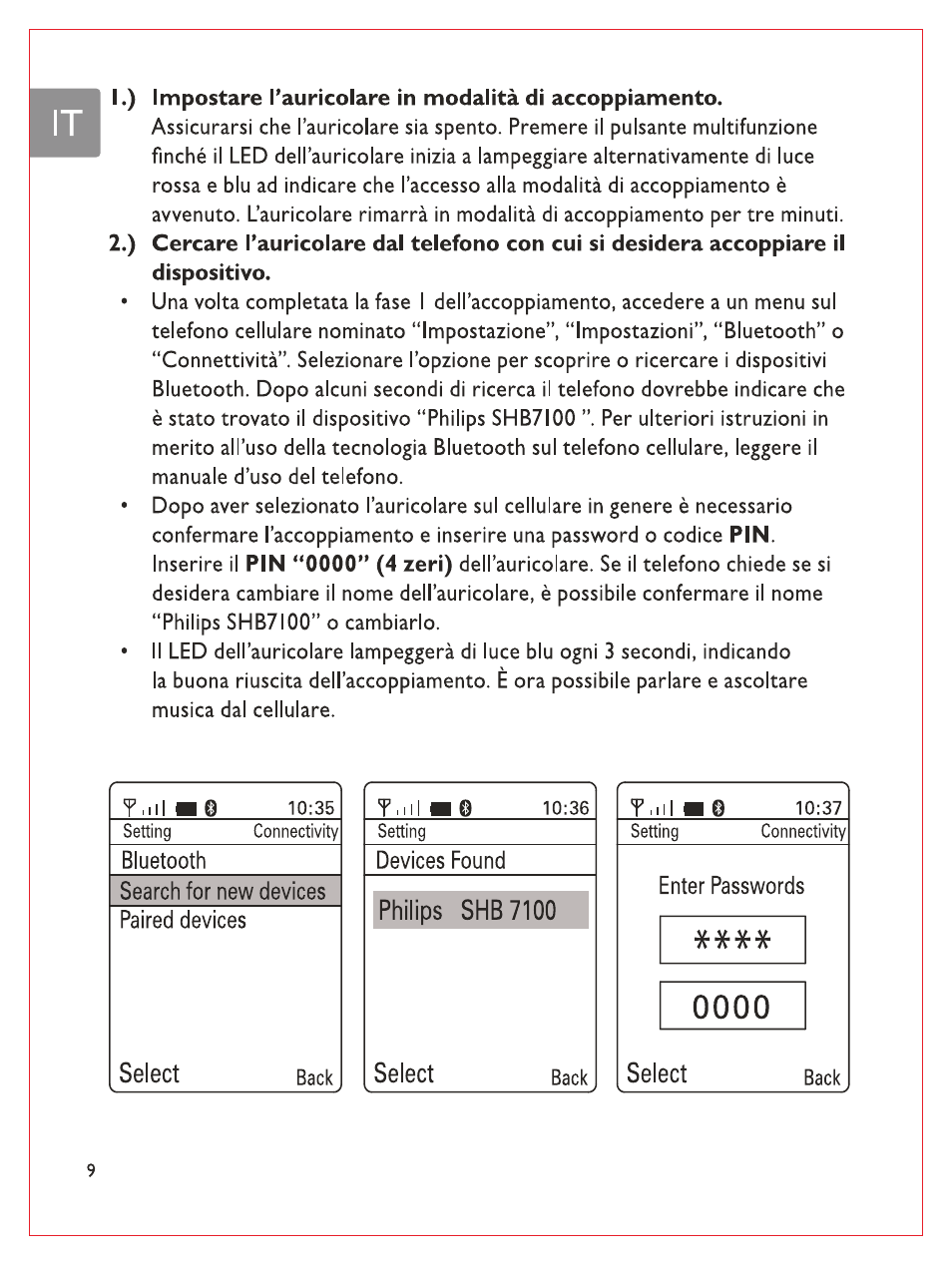 Bluetooth, Search for new devices, Paired devices | T.iil i, Devices found, Enter passwords | Philips Bluetooth-Stereo-Headset User Manual | Page 79 / 107
