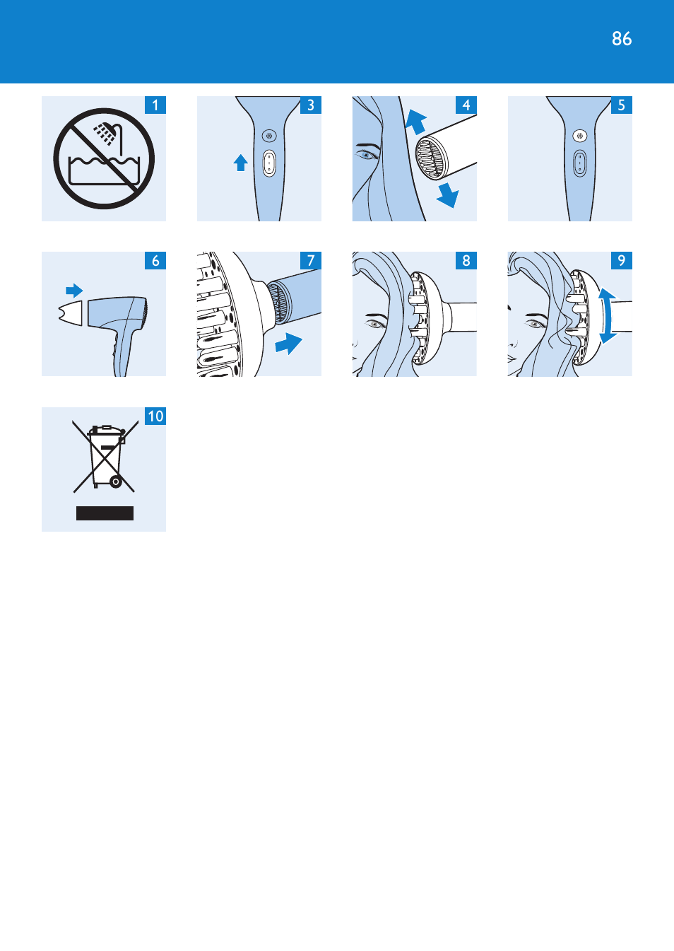 Philips SalonDry Compact Haartrockner User Manual | Page 86 / 88