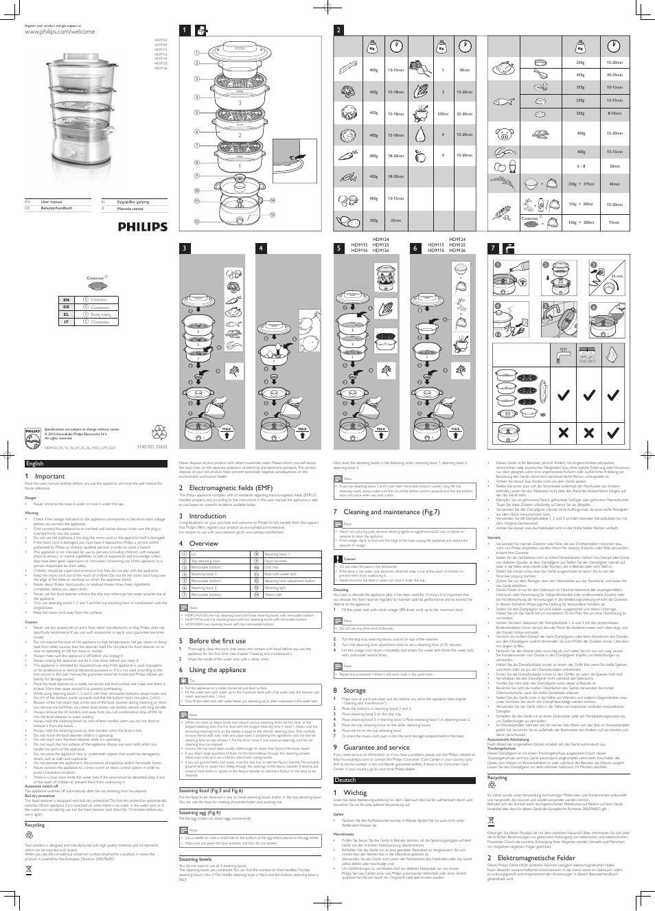 Philips Daily Collection Dampfgarer User Manual | 2 pages