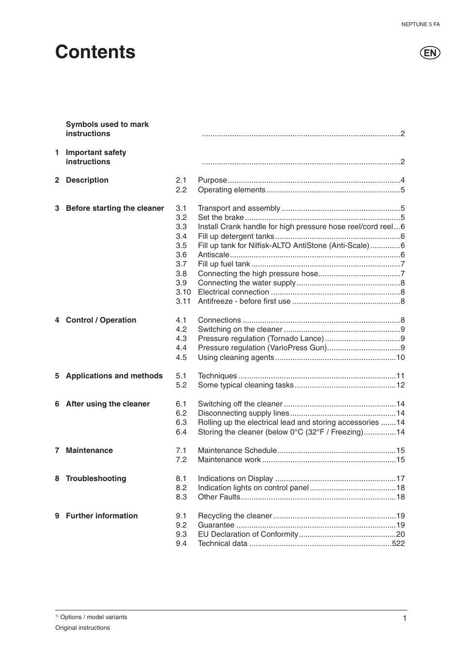 Nilfisk-ALTO NEPTUNE 5 FA 107400337 C User Manual | Page 3 / 24