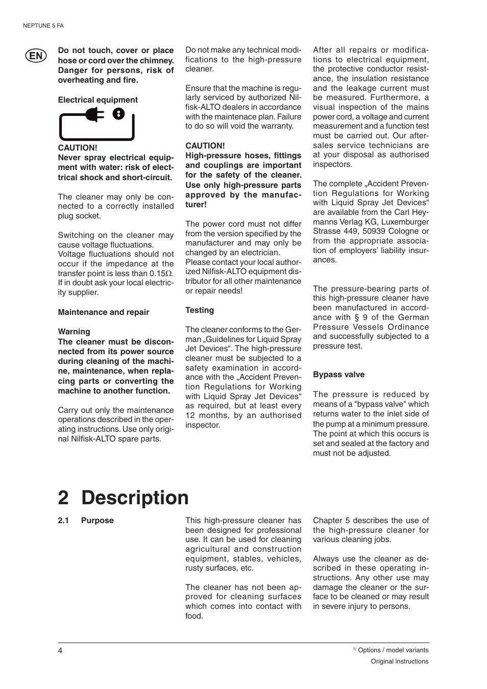 2 description | Nilfisk-ALTO NEPTUNE 5 FA 107400337 C User Manual | Page 6 / 24