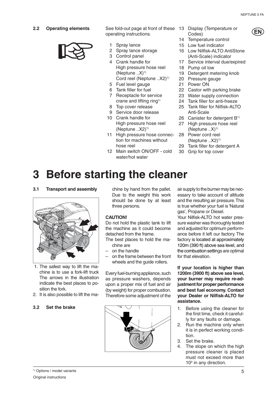 3 before starting the cleaner | Nilfisk-ALTO NEPTUNE 5 FA 107400337 C User Manual | Page 7 / 24