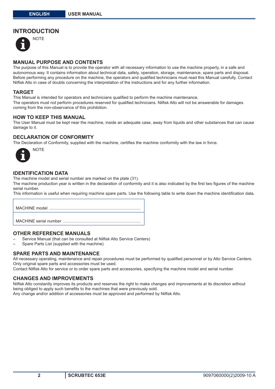 Introduction | Nilfisk-ALTO SCRUBTEC 653E User Manual | Page 40 / 76