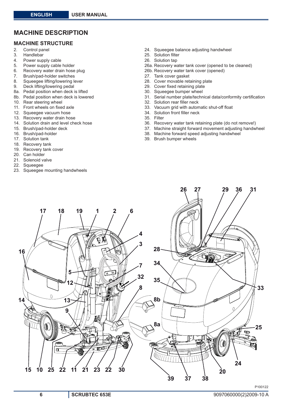 Machine description | Nilfisk-ALTO SCRUBTEC 653E User Manual | Page 44 / 76