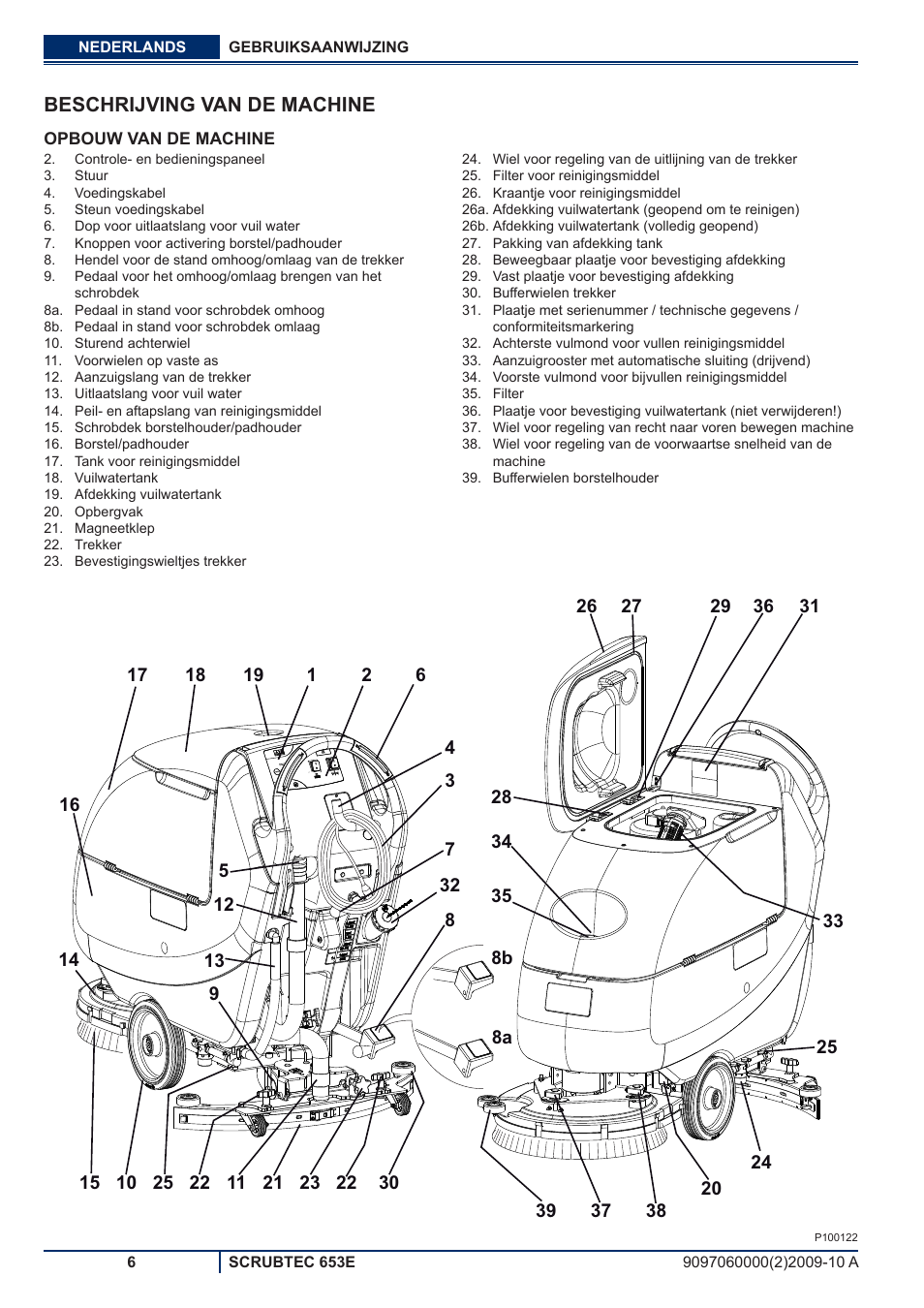 Beschrijving van de machine | Nilfisk-ALTO SCRUBTEC 653E User Manual | Page 62 / 76