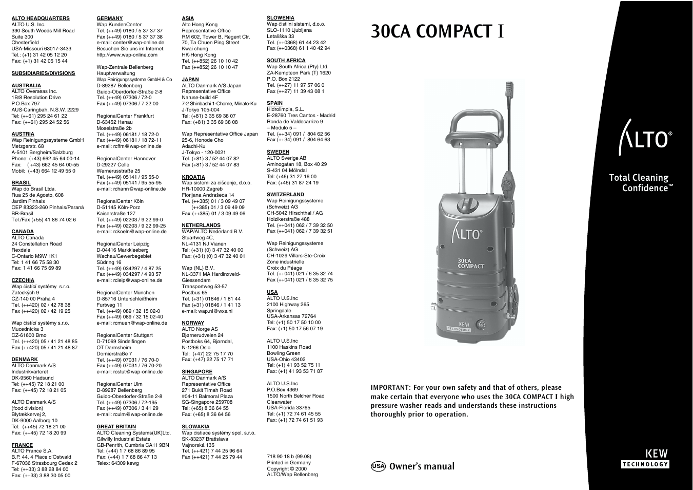 Nilfisk-ALTO Kew 30CA COMPACT I User Manual | 14 pages