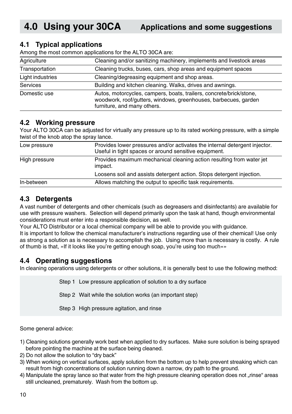 Applications and some suggestions, 0 using your 30ca | Nilfisk-ALTO Kew 30CA COMPACT I User Manual | Page 11 / 14