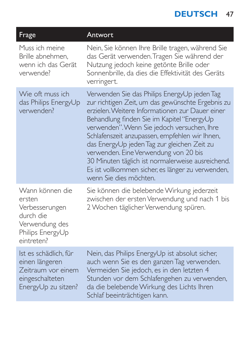 Philips EnergyUp EnergyLight User Manual | Page 47 / 144