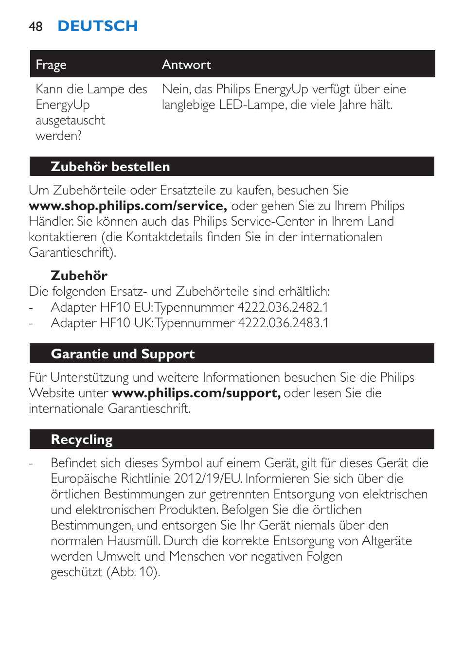 Philips EnergyUp EnergyLight User Manual | Page 48 / 144