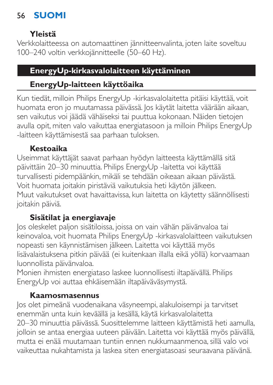 Philips EnergyUp EnergyLight User Manual | Page 56 / 144