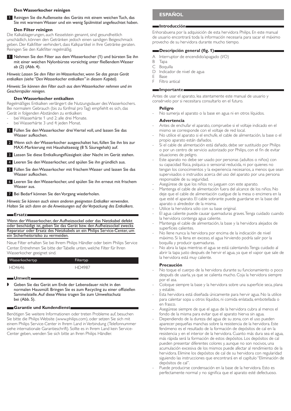 Philips Wasserkocher User Manual | Page 4 / 9