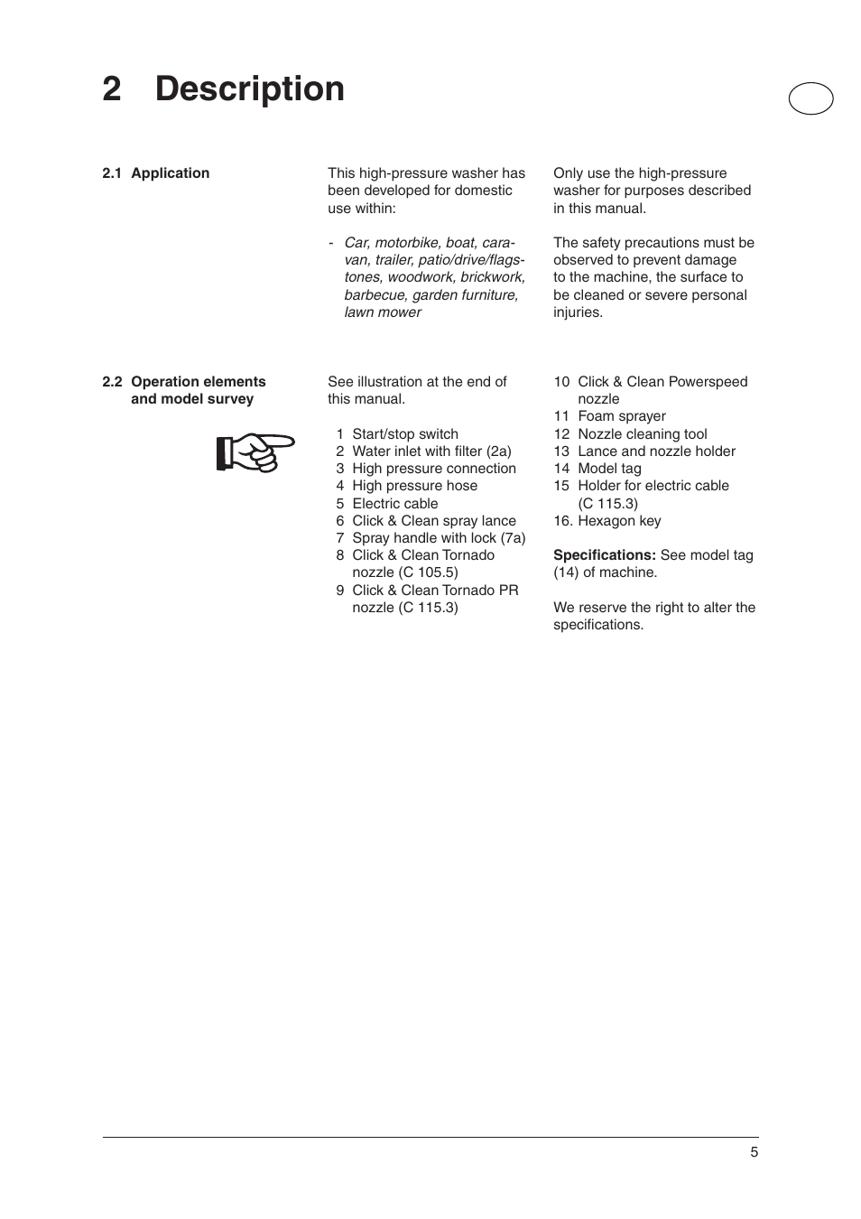 2 description | Nilfisk-ALTO C 105.5 User Manual | Page 5 / 17