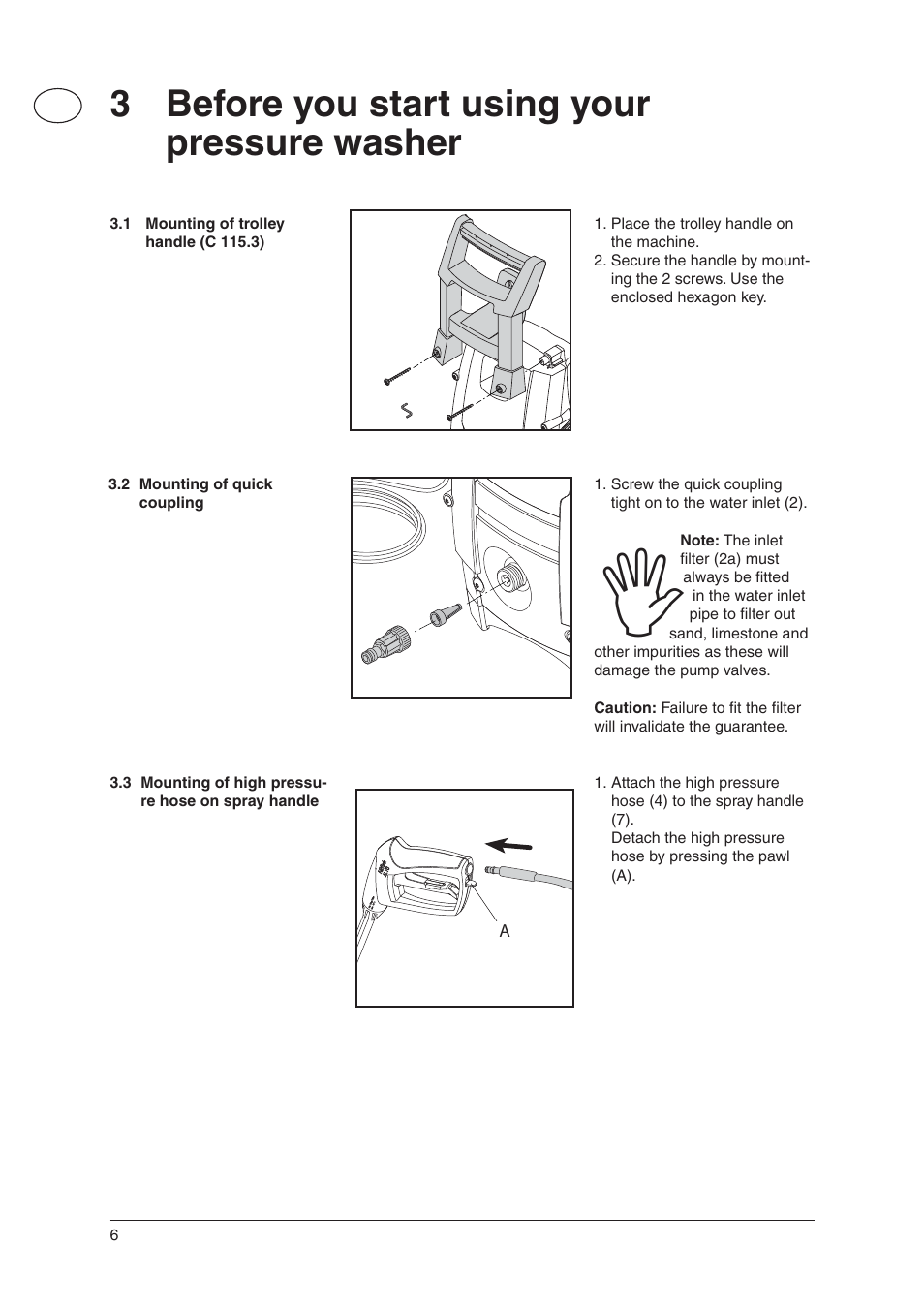 3 before you start using your pressure washer | Nilfisk-ALTO C 105.5 User Manual | Page 6 / 17