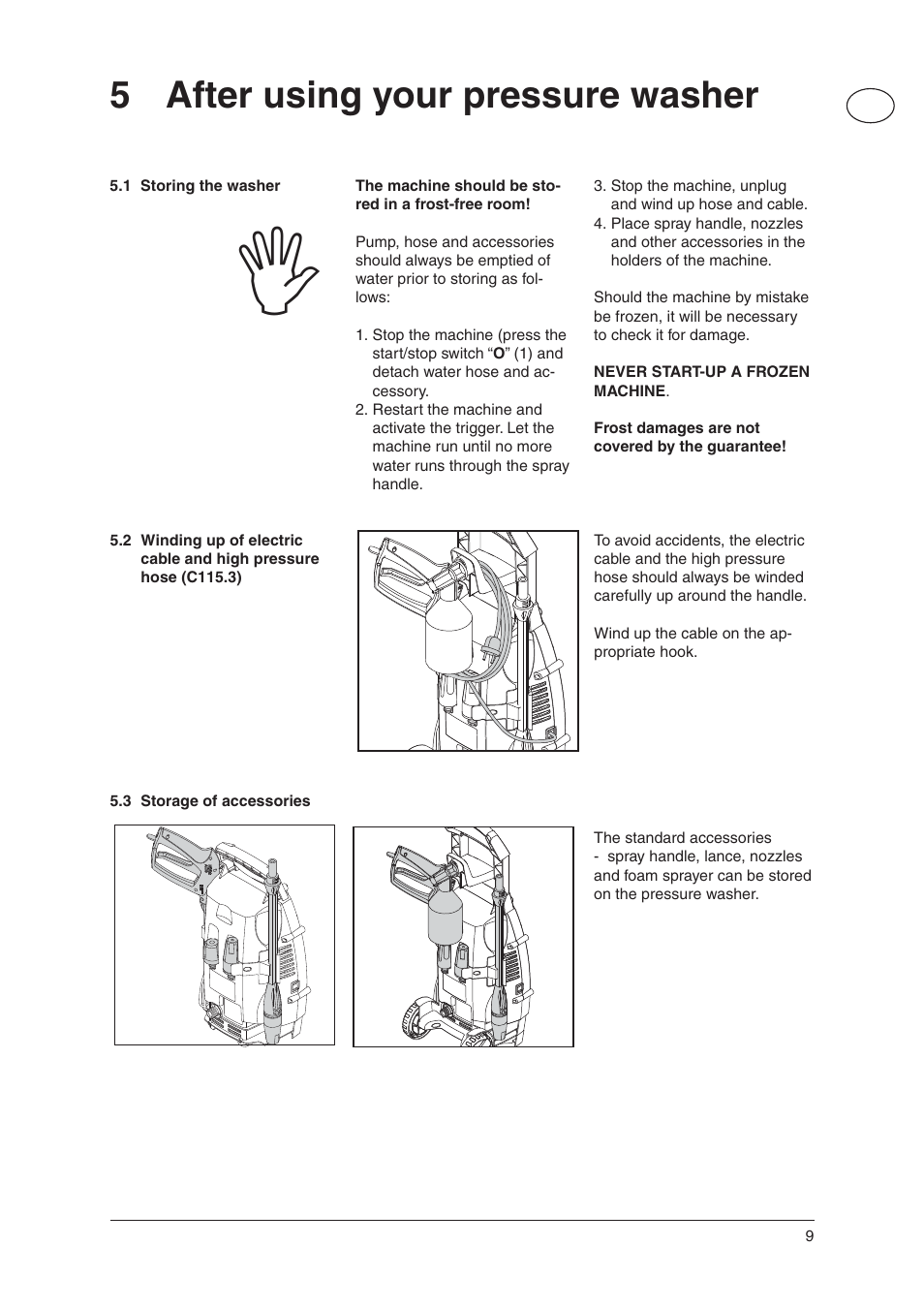 5 after using your pressure washer | Nilfisk-ALTO C 105.5 User Manual | Page 9 / 17
