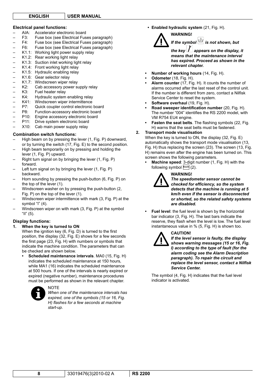 Nilfisk-ALTO RS 2200 User Manual | Page 130 / 224
