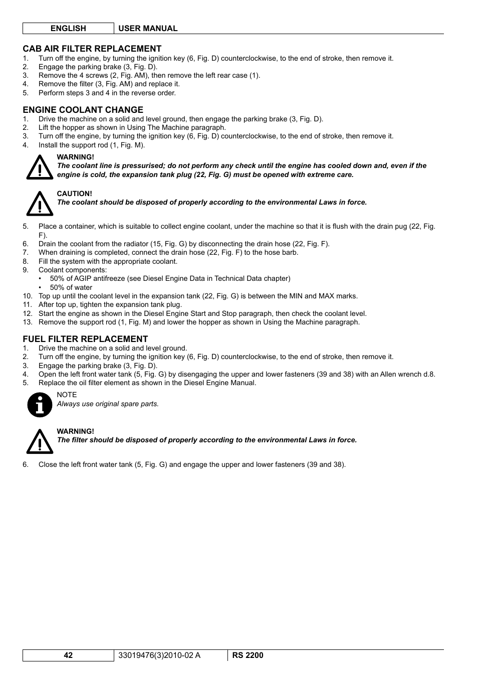 Nilfisk-ALTO RS 2200 User Manual | Page 164 / 224