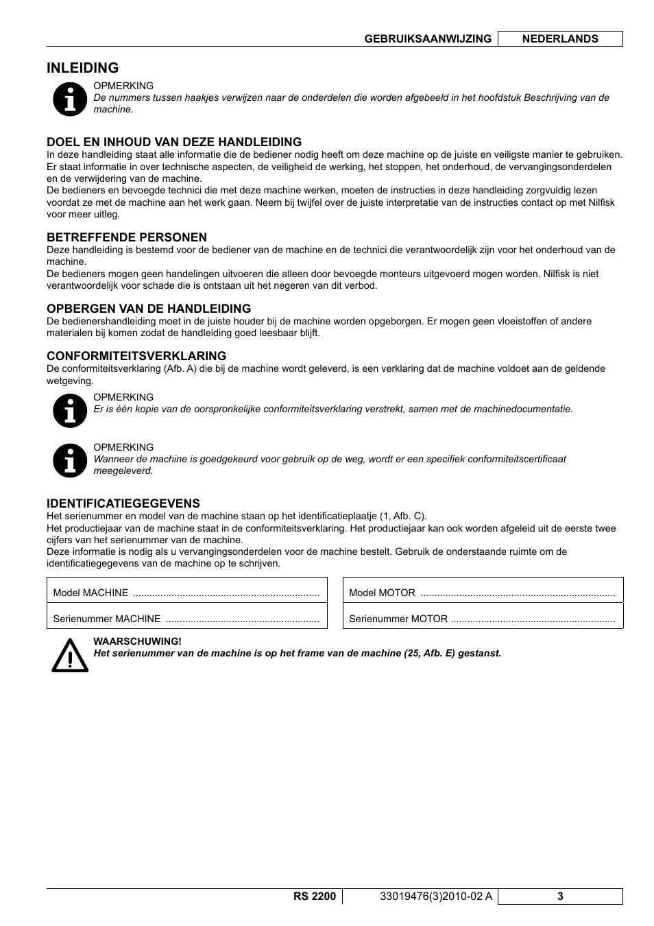 Inleiding | Nilfisk-ALTO RS 2200 User Manual | Page 175 / 224